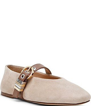 Steve Madden Lucia Suede Buckle Hardware Mary Jane Ballet Flats - 6.5 | Dillard's