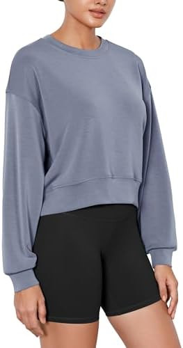 ODODOS Modal Soft Long Sleeve Cropped Sweatshirts for Women Oversized Crew Neck Pullover Crop Top | Amazon (US)