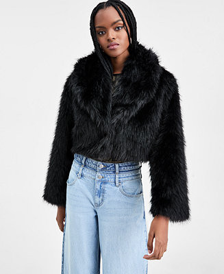 Women's Faux Fur Cropped Coat, Macy's Exclusive | Macy's