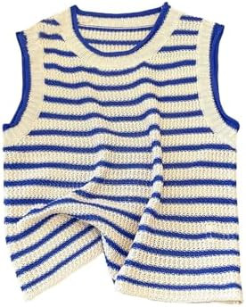 GORGLITTER Women's Crochet Cable Knit Lightweight Sweater Vests Top Cute Sleeveless Striped Going... | Amazon (US)