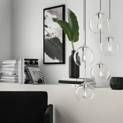 Snead 5 - Light Cluster Globe Pendant with Glass Accents Mercury Row® Finish: Chrome, Shade Color/Pa | Wayfair North America
