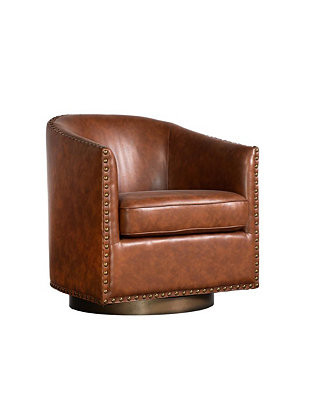 Ada Upholstered Club Style Barrel Chair With Nail Trim, Sloped Arms, And 360 Degree Swivel Base I... | Macy's