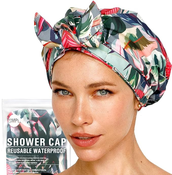 Reusable Shower Cap for Women Reusable Waterproof – Leakproof, Nonslip Hair Cap for Shower Flex... | Amazon (US)