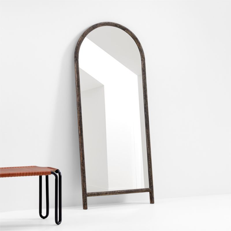 Natia Ebonized Oak Arch Floor Mirror | Crate & Barrel | Crate & Barrel