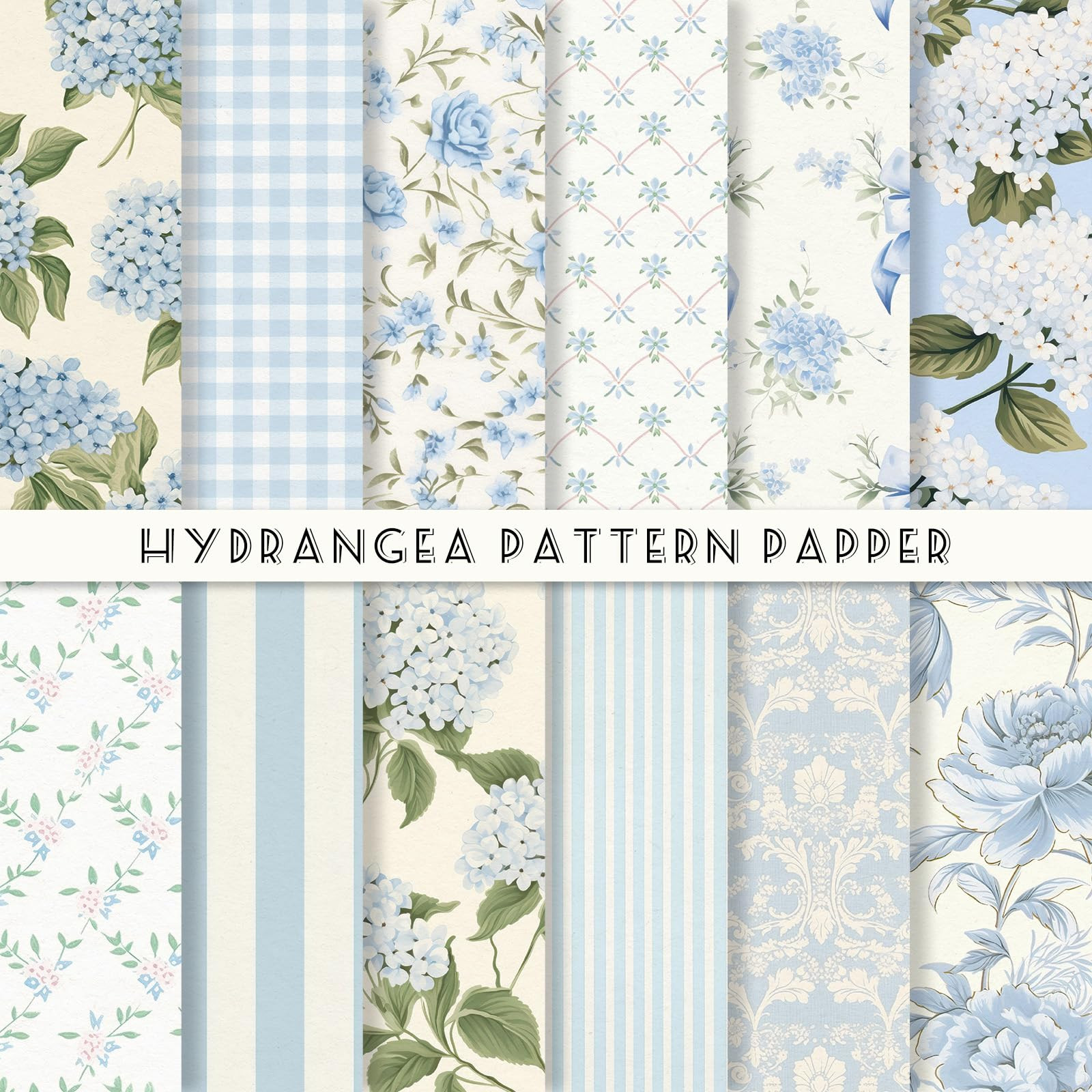 24 Sheet Light Blue Hydrangea Pattern Paper Floral Scrapbook Specialty Paper Double Sided Craft D... | Amazon (US)