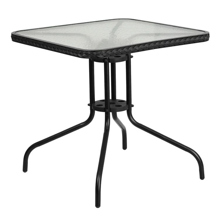 Medina Square with Dark Brown Rattan Edging Bistro Table | Wayfair Professional