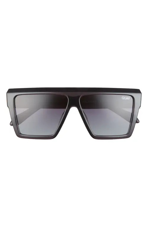 Quay Australia Base Line 46mm Polarized Shield Sunglasses in Black /Smoke Polarized at Nordstrom | Nordstrom