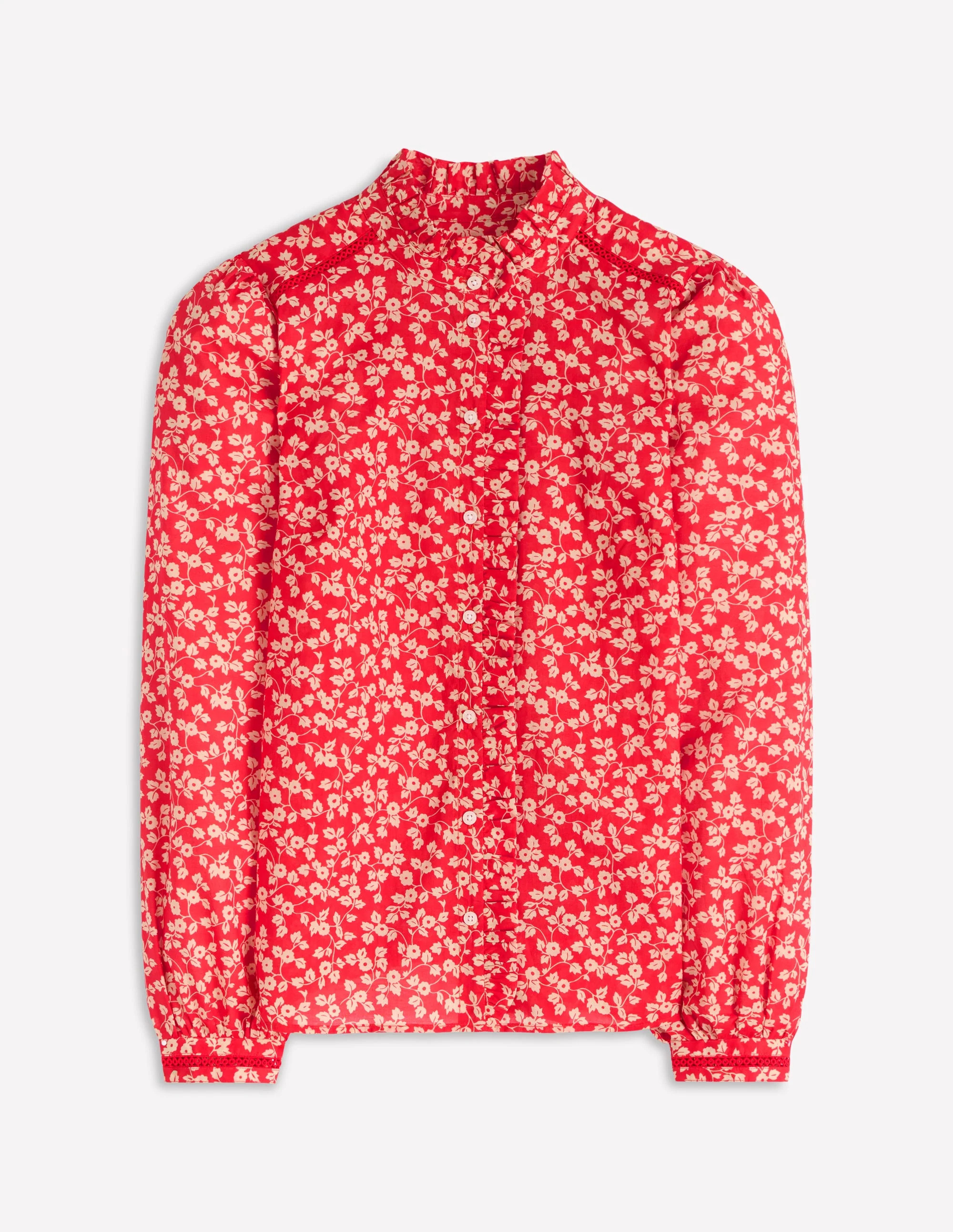 Helena Cotton Top-Cranberry Red, Delicate Vine | Boden (US)