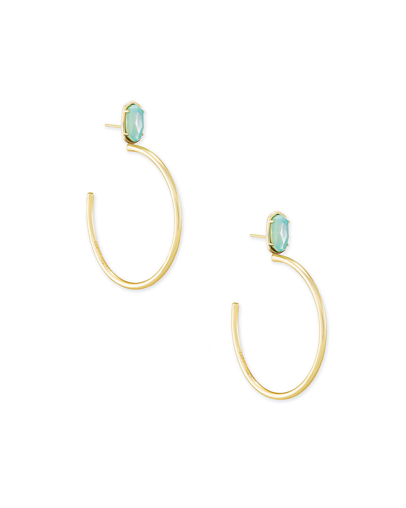 Small Pepper Gold Hoop Earrings in Aqua Illusion | Kendra Scott