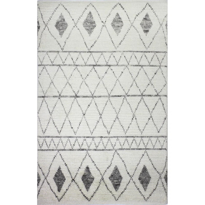 Daryl Geometric Hand-Knotted Wool Ivory Area Rug | Wayfair North America