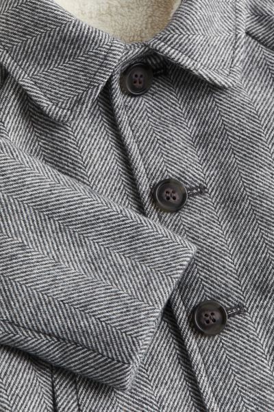 Pile-lined Coat - Gray/herringbone-patterned - Kids | H&M US | H&M (US + CA)