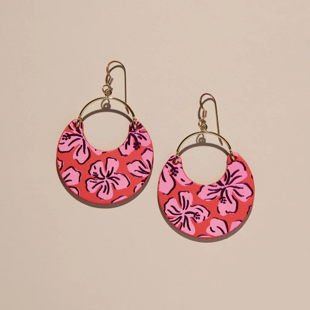 Flame Hibiscus Ninas | Nickel and Suede