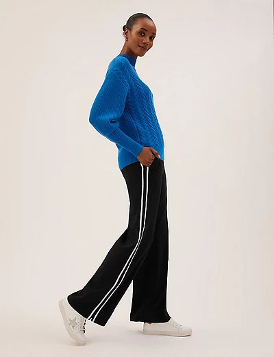 Side Stripe Wide Leg Trousers | Marks and Spencer US