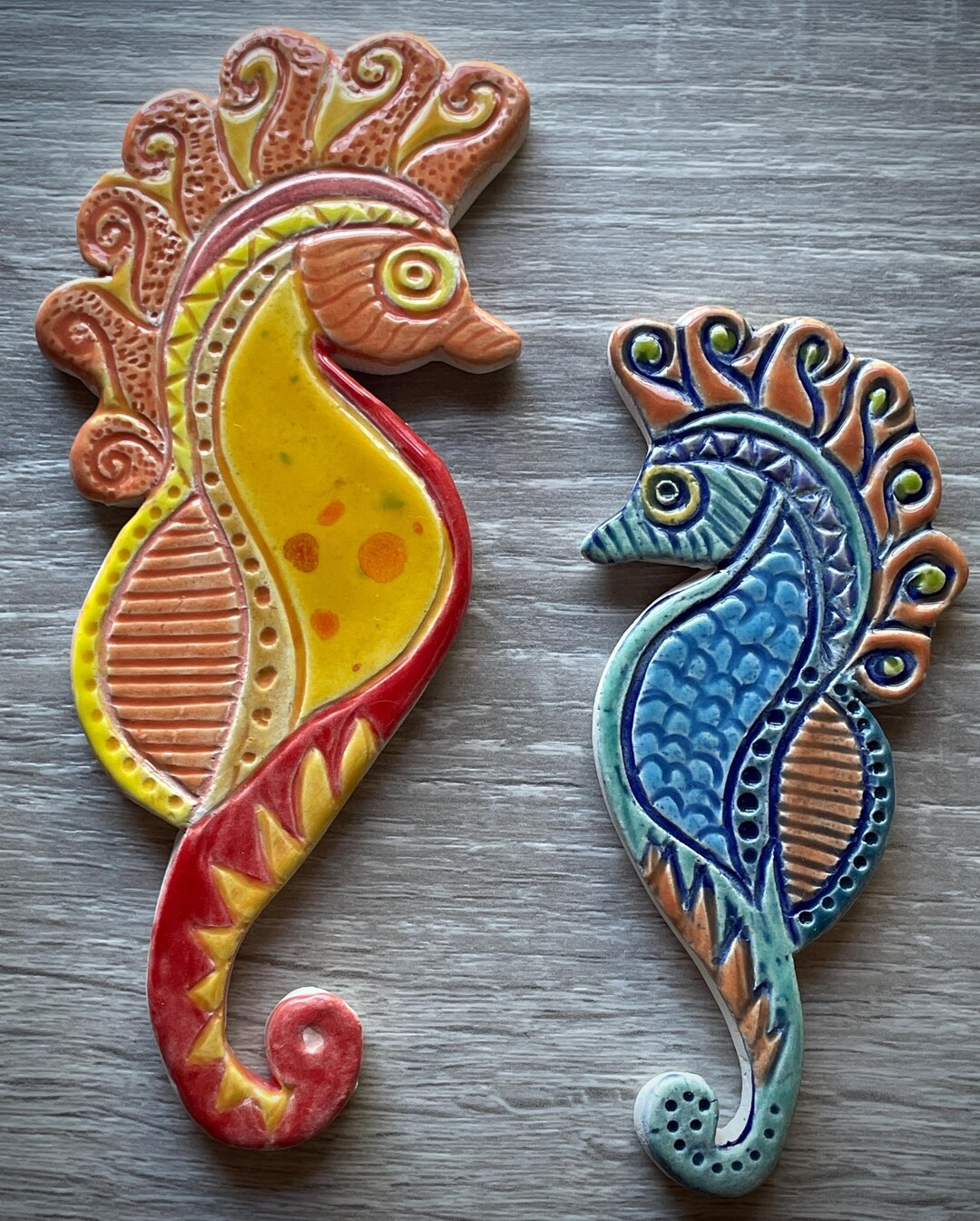 Handmade ceramic Seahorse mosaic tile shapes. | Etsy (Global)