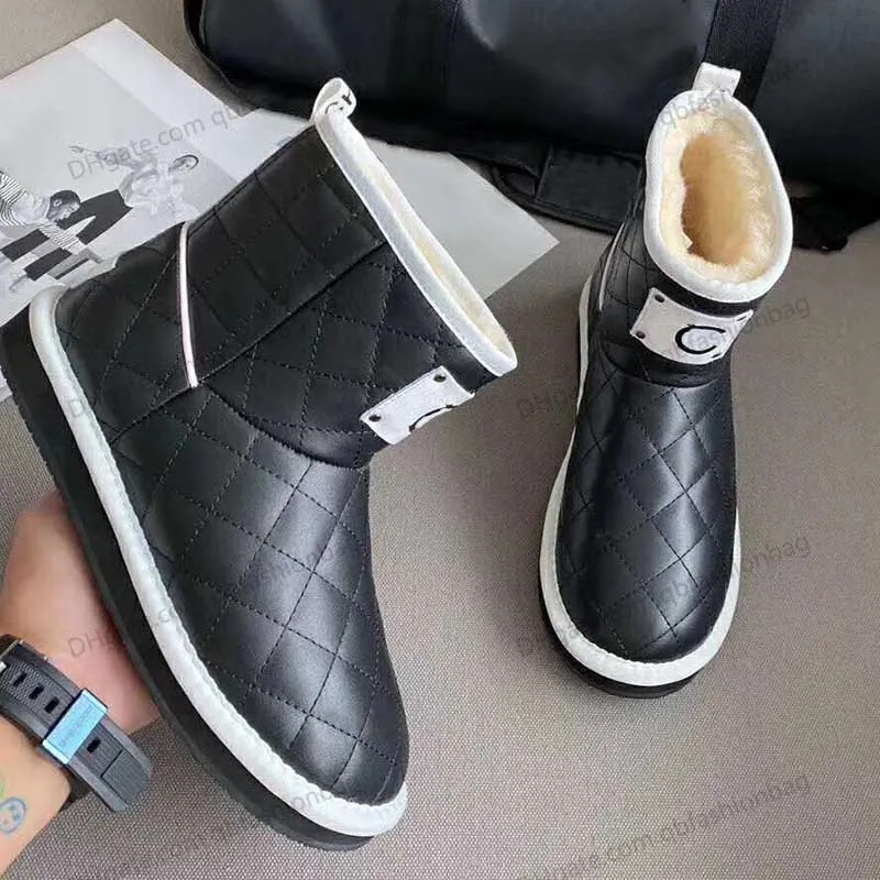Designer Womens Snow Ankle Boots Quilted Texture Fleece Boot Luxurys Platform Rainboots Western F... | DHGate
