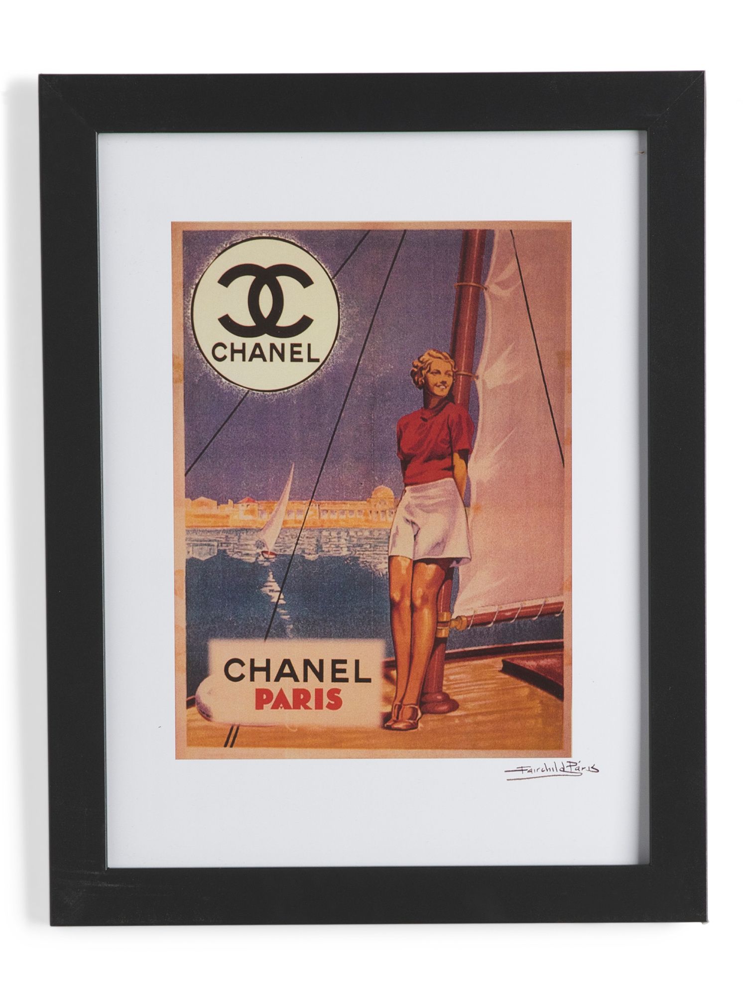 14x18 Vintage Chanel Paris Sailing Scene Framed Print | Pillows & Decor | Marshalls | Marshalls