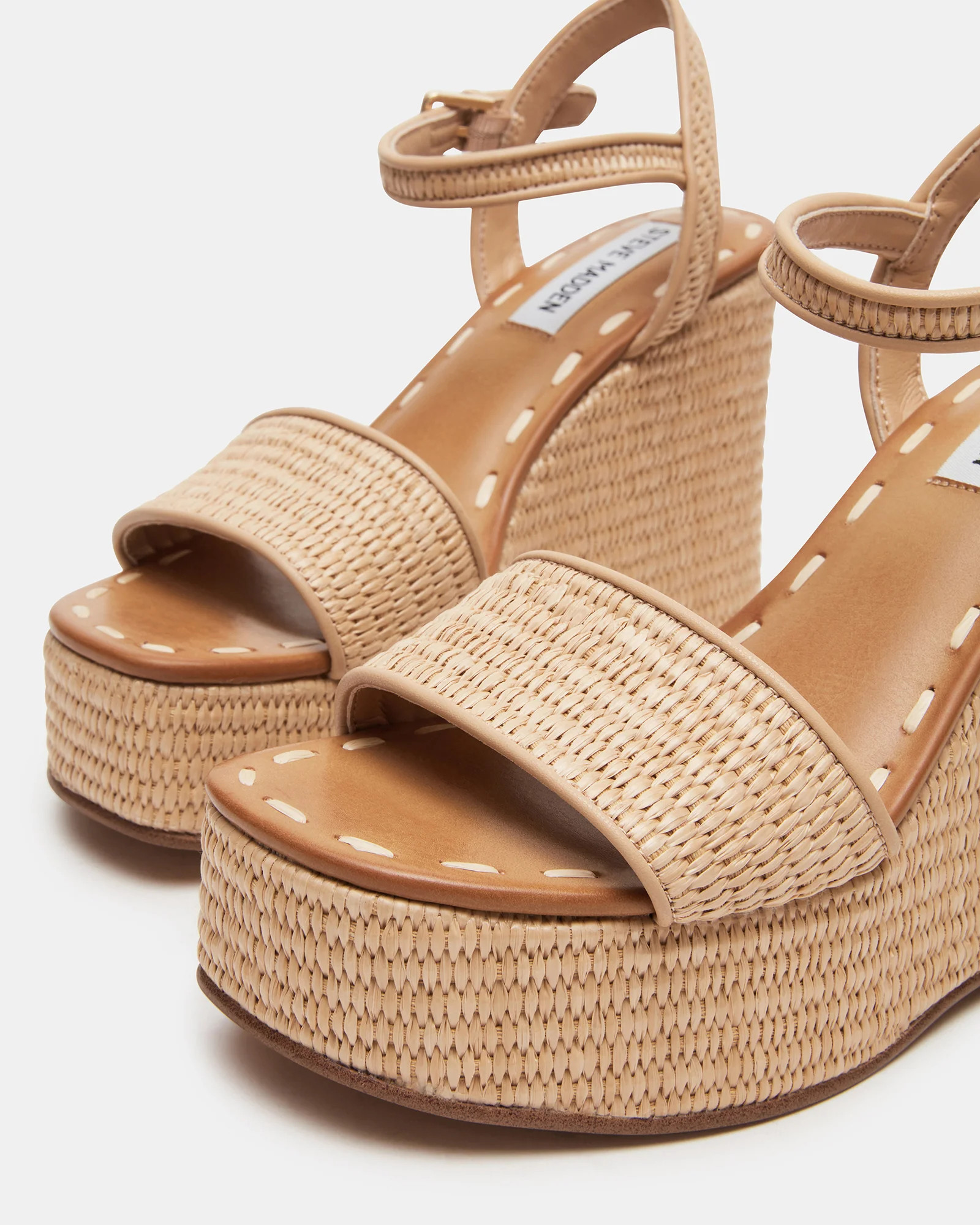 HAVEN Natural Raffia Platform Wedge Sandal | Women's Sandals | Steve Madden (US)