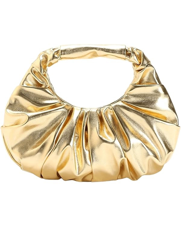 Verdusa Women's Metallic Ruched Bags PU Leather Evening Clutch Handbags | Amazon (US)