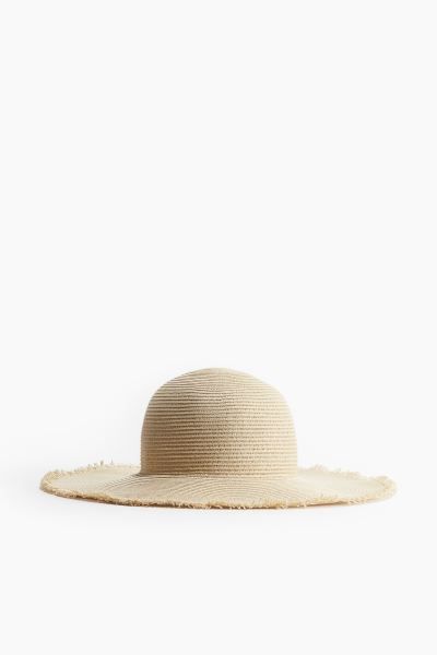 Frayed-edge Straw Hat - Light beige - Ladies | H&M US | H&M (US + CA)