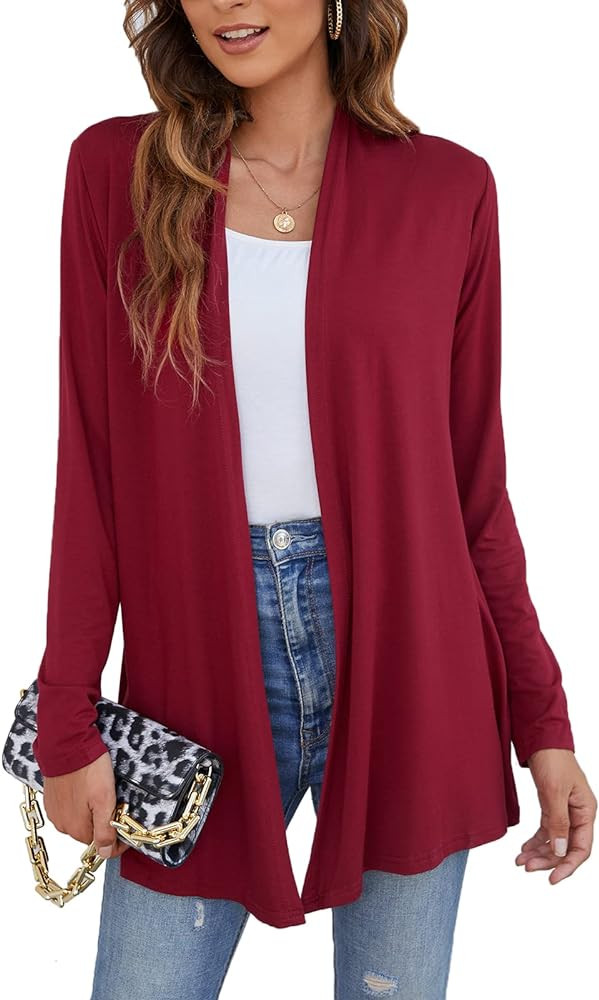 Ladlop Women's Lightweight Open Front Cardigans Long Sleeve Casual Soft Drape Fall Cardigan | Amazon (US)