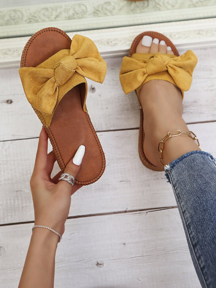 Bow Decor Slide Sandals | SHEIN