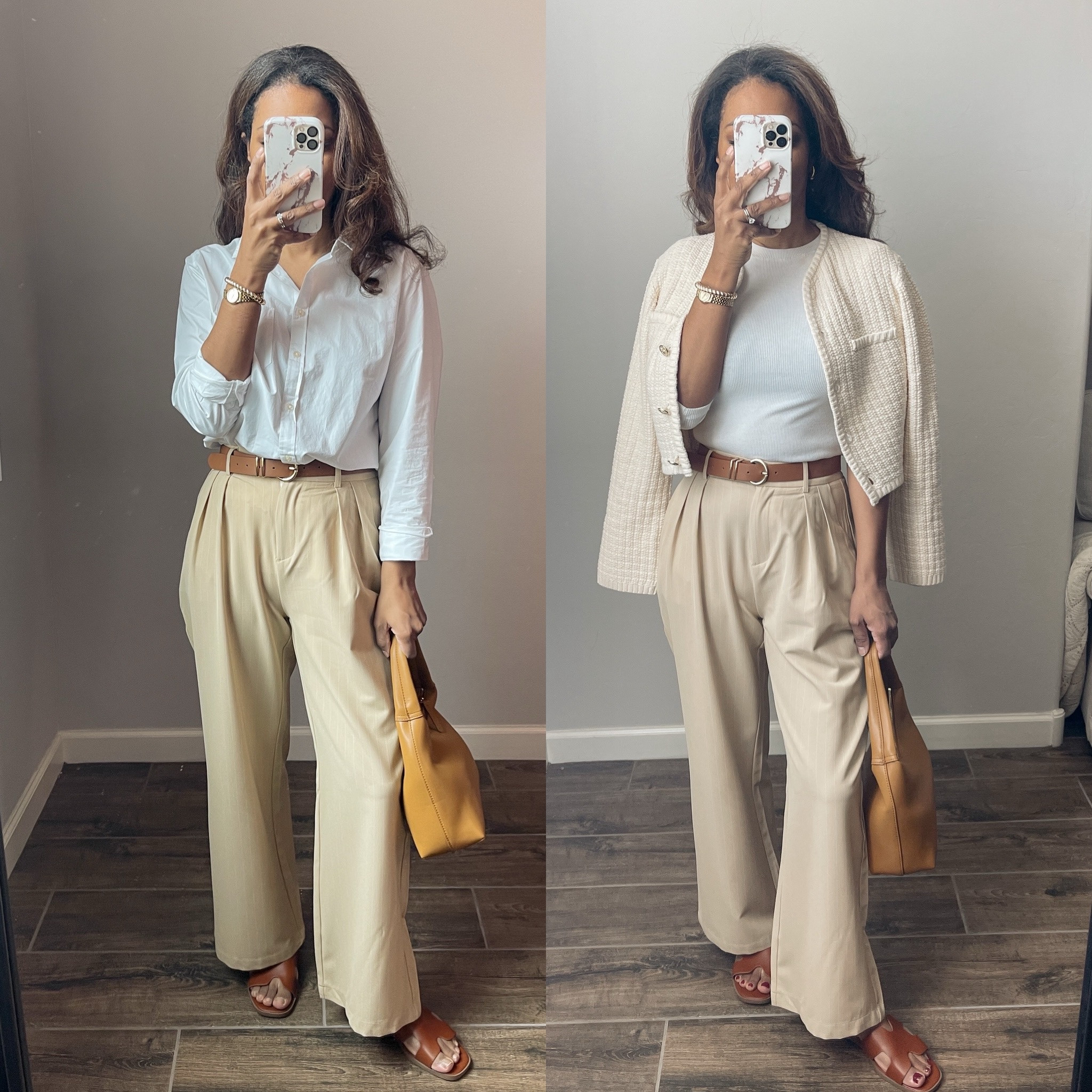 Amazon Trousers! These are really good! I wear a small and these have a slight white pinstripe on them. But they do have other colors. I have on the “thick” material. They have “thin” that I also own that are great for warmer months. 

#LTKfindsunder50 #LTKfindsunder100 #LTKstyletip