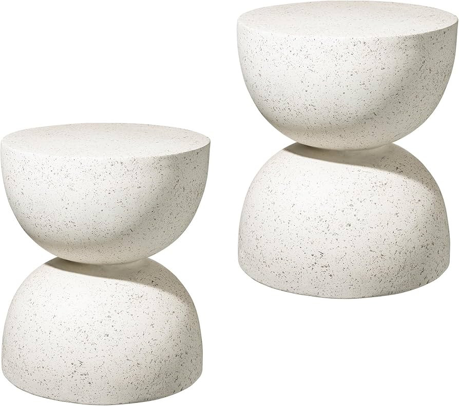 glitzhome Outdoor Side Tables Set of 2, Heavy Duty Patio Sturdy Faux Terrazzo Decorative Garden S... | Amazon (US)
