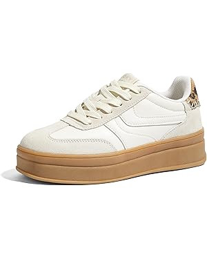 LUCKY STEP Platform Sneakers for Women Fashion Retro Thick Rubber Gum Sole Comfortable Tennis Ska... | Amazon (US)