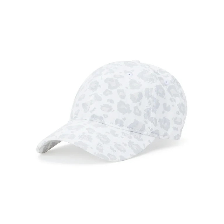 Time and Tru Women's Snow Leopard Blank Washed Cotton Twill Baseball Hat White Leopard | Walmart (US)