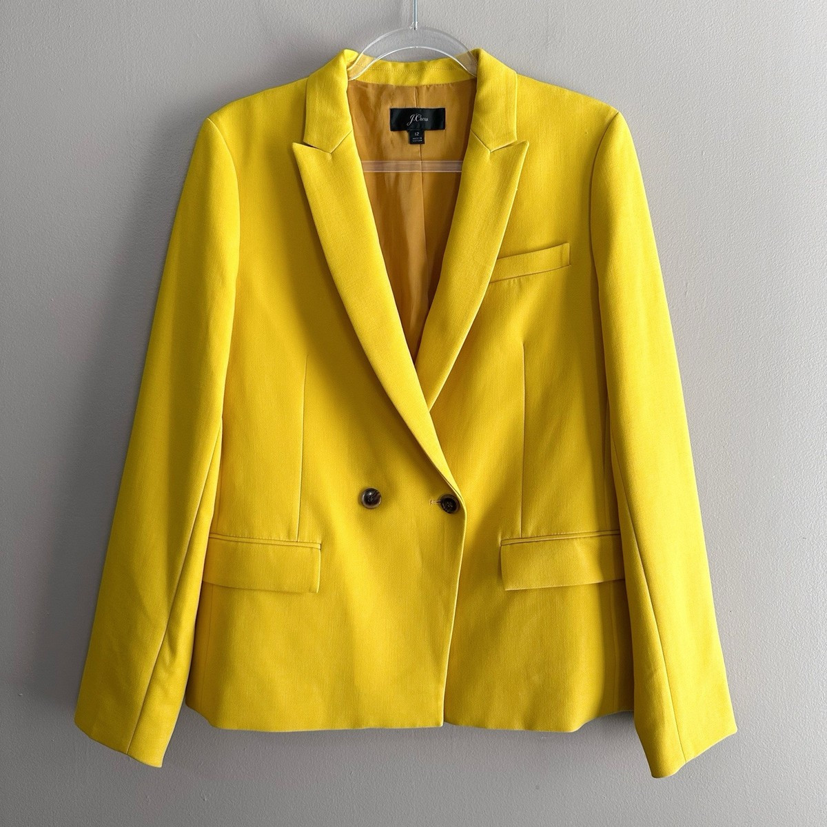 J. Crew Dover Yellow Gold Stretch Blazer Womens 12 Double Breasted Office Career  | eBay | eBay US