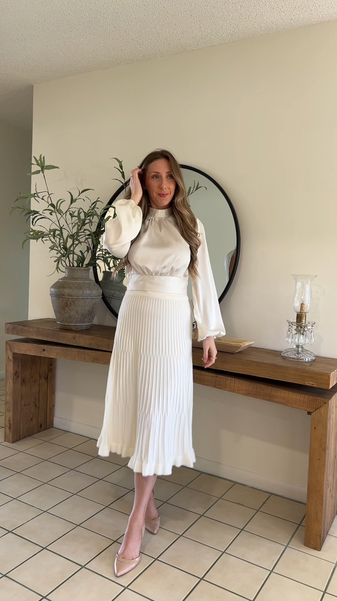 Elegant holiday look from Amazon 
White on white 
Off white 
Skirt and long sleeve 
Family photo outfit 
Christmas outfit 
Thanksgiving look

#LTKVideo #LTKSeasonal #LTKHoliday