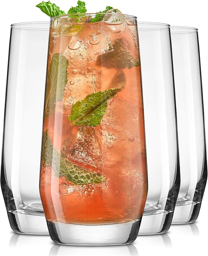 JoyJolt Gwen 18.5 oz Highball Glasses, 4pc Tall Glass Sets. Lead-Free Crystal Glass Drinking Glas... | Amazon (US)