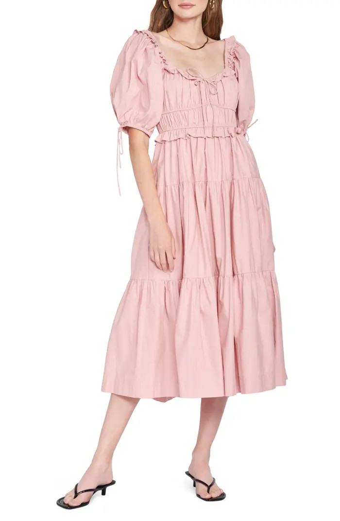 Poplin Tiered Cotton Midi Dress | Nordstrom