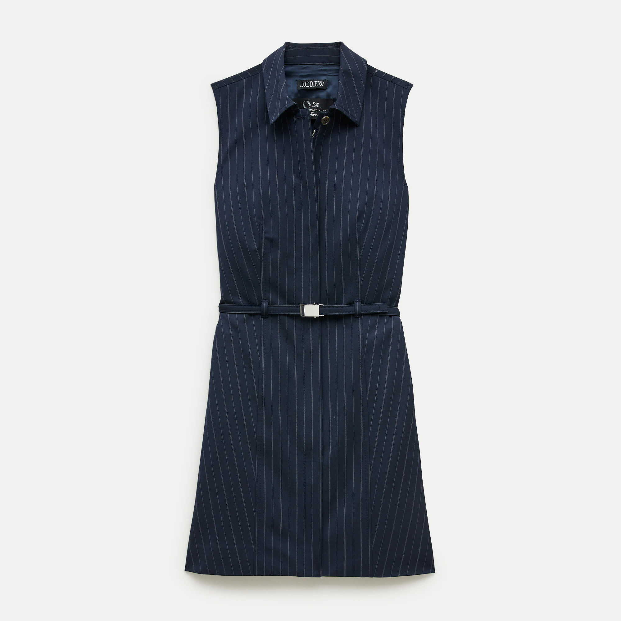 Mini dress in pinstriped lightspun wool blend | J. Crew US