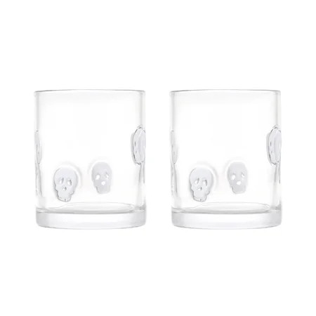 Thyme & Table 12 fl oz Halloween White Skull Charm Drinking Glasses, Set of 2 | Walmart (US)