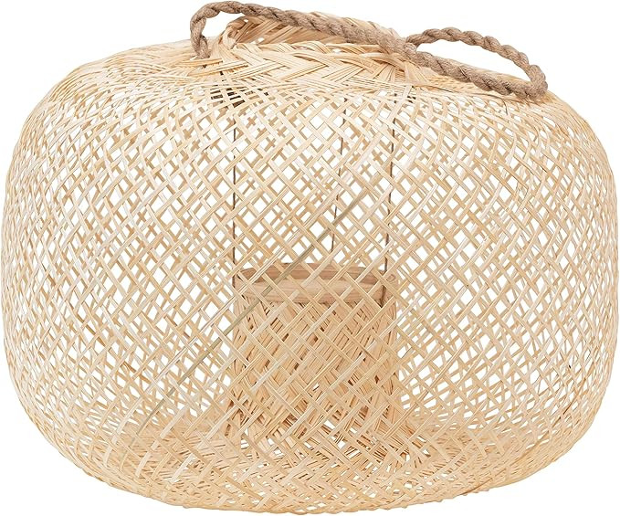 Bloomingville Hand-Woven Bamboo Lantern with Jute Handle & Glass Insert, Natural Candle Holder | Amazon (US)
