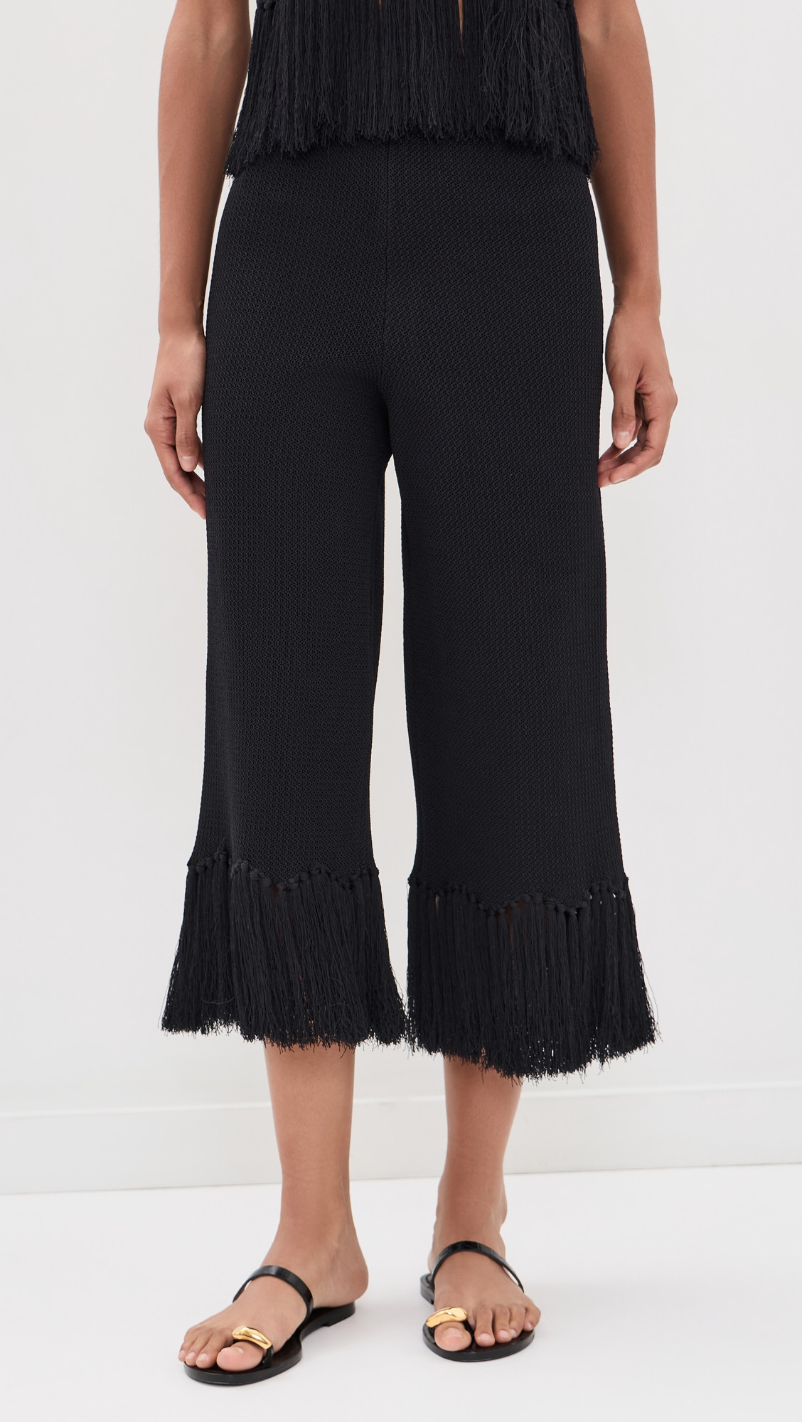 English Factory Fringe Detailed Knit Pants Black L | Shopbop