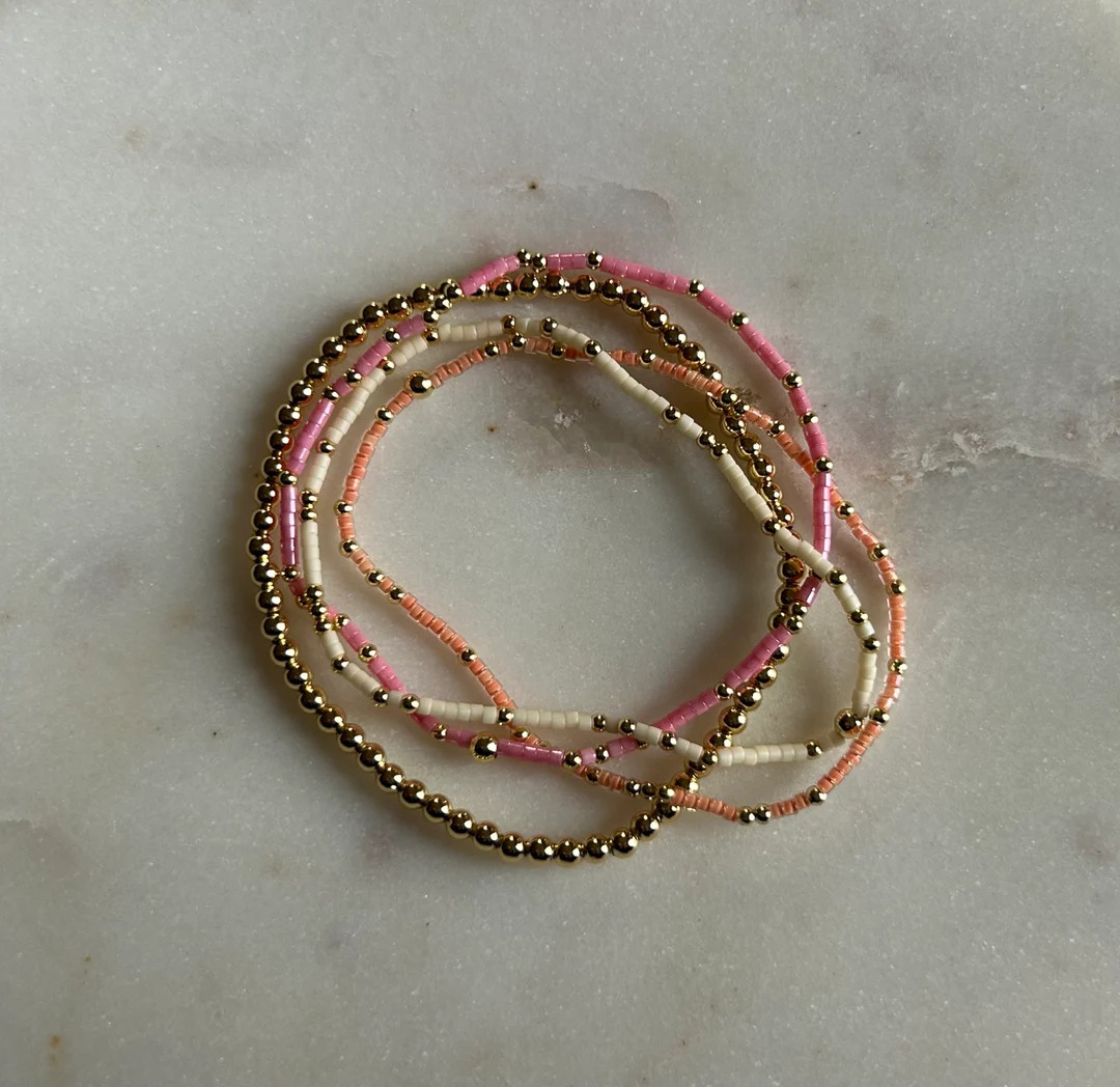 Creamy Coral Delight Bracelet Set - Etsy | Etsy (US)