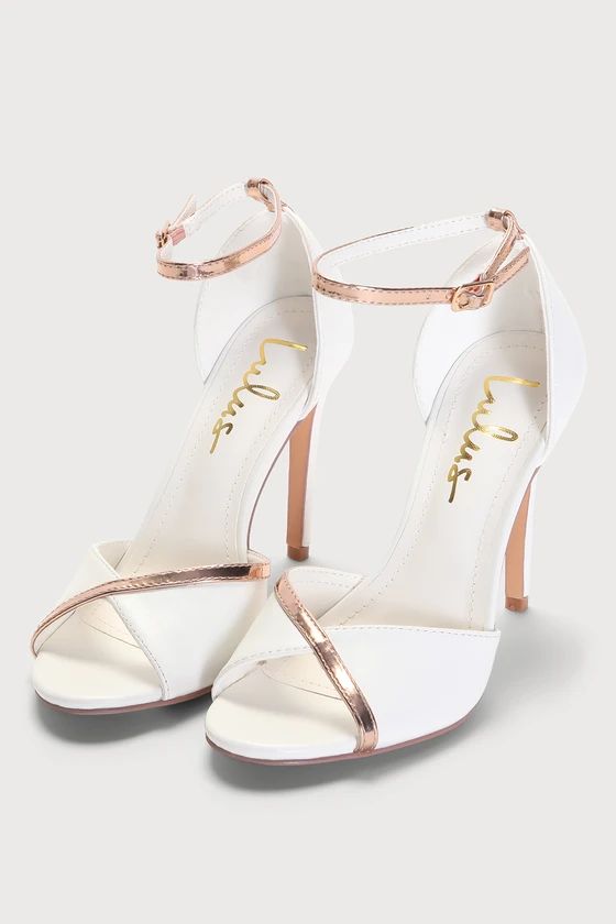 Goldengal White Ankle-Strap Heels | Lulus (US)