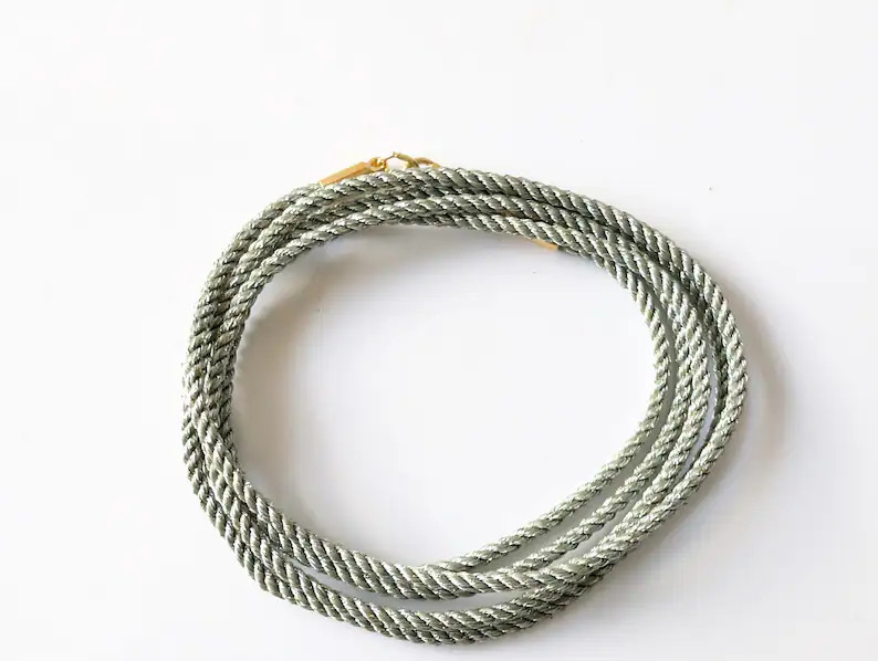 Minimalist Green Silk Cord Necklace: Sterling Silver, 14k Gold Filled, Made to Order | Etsy (Global)