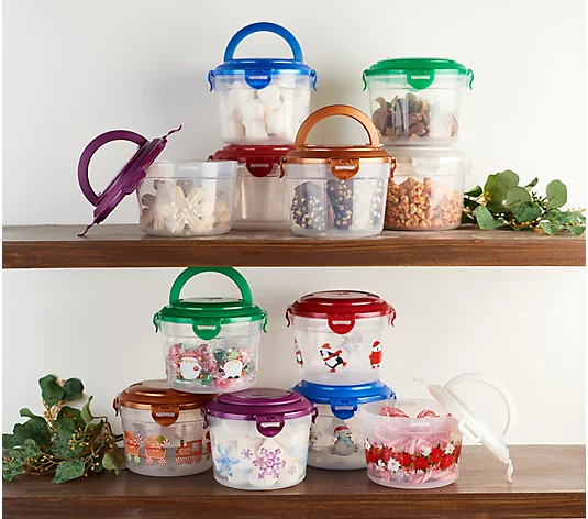 LocknLock 6pc Multi-Color Nesting Canisters w/ Handle Lids - QVC.com | QVC
