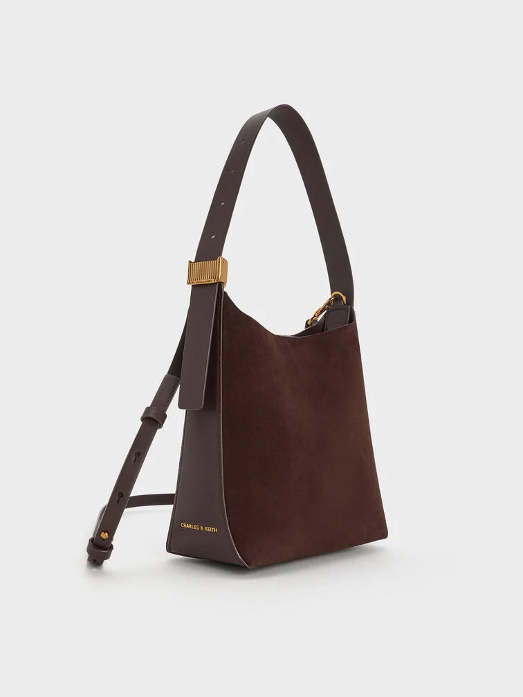 Edna Recycled Suede Bucket Bag
    
         - Espresso Brown | Charles & Keith US