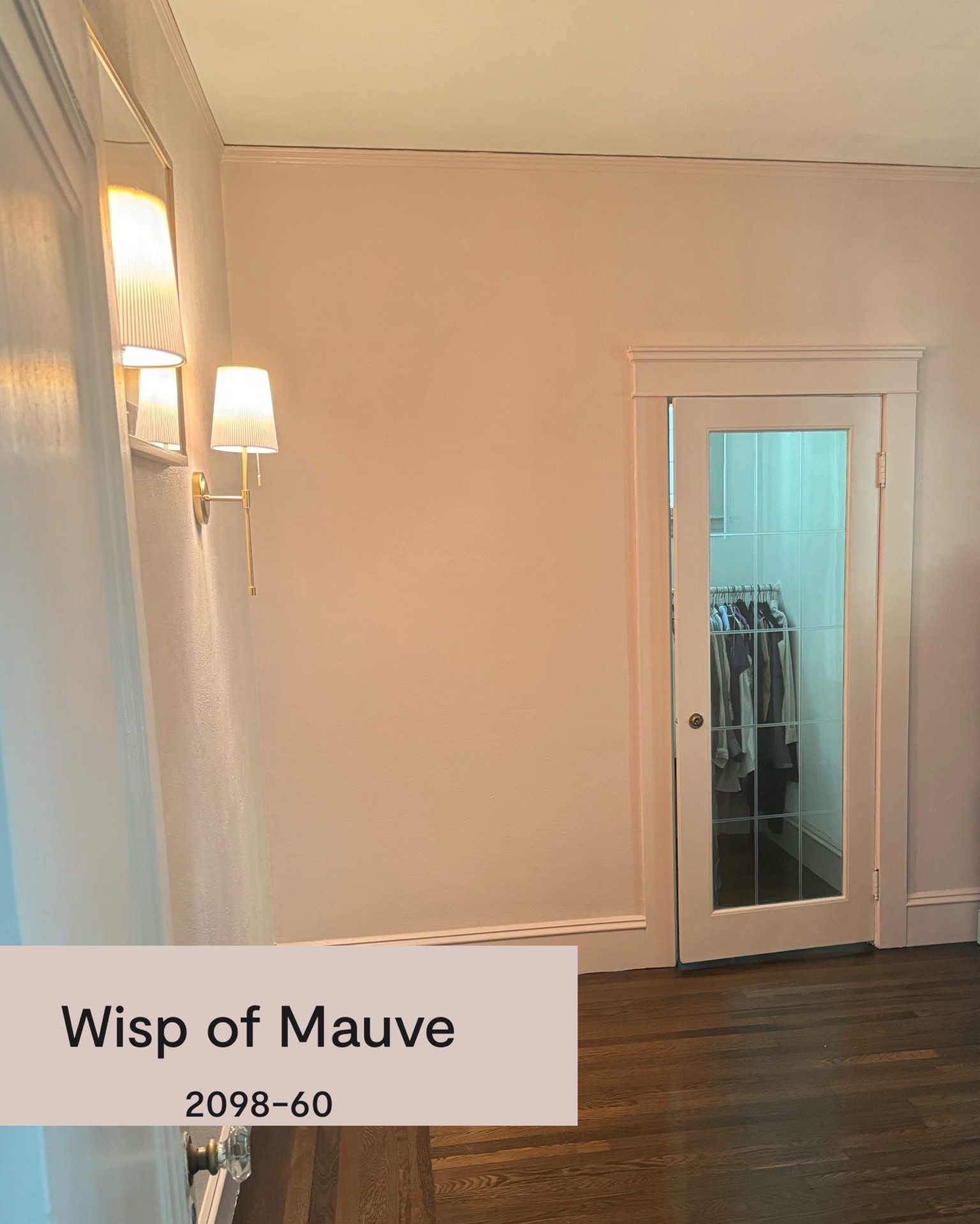 Dreamy blush pink/mauve bedroom color  color is Benjamin Moore 