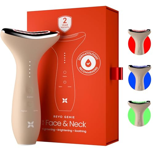 REVO Genie | Face & Neck Beauty Massager with Ultra Powerful LEDs for Wrinkles, Fine Lines, Puffy Skin, Uneven Skin Tone, Lymphatic Drainage, Lifting & Firming Facial Sculpting Tool with Light Therapy | Amazon (US)