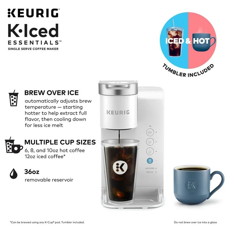 Keurig K-Iced Essentials White Iced and Hot Single-Serve K-Cup Pod Coffee Maker | Walmart (US)