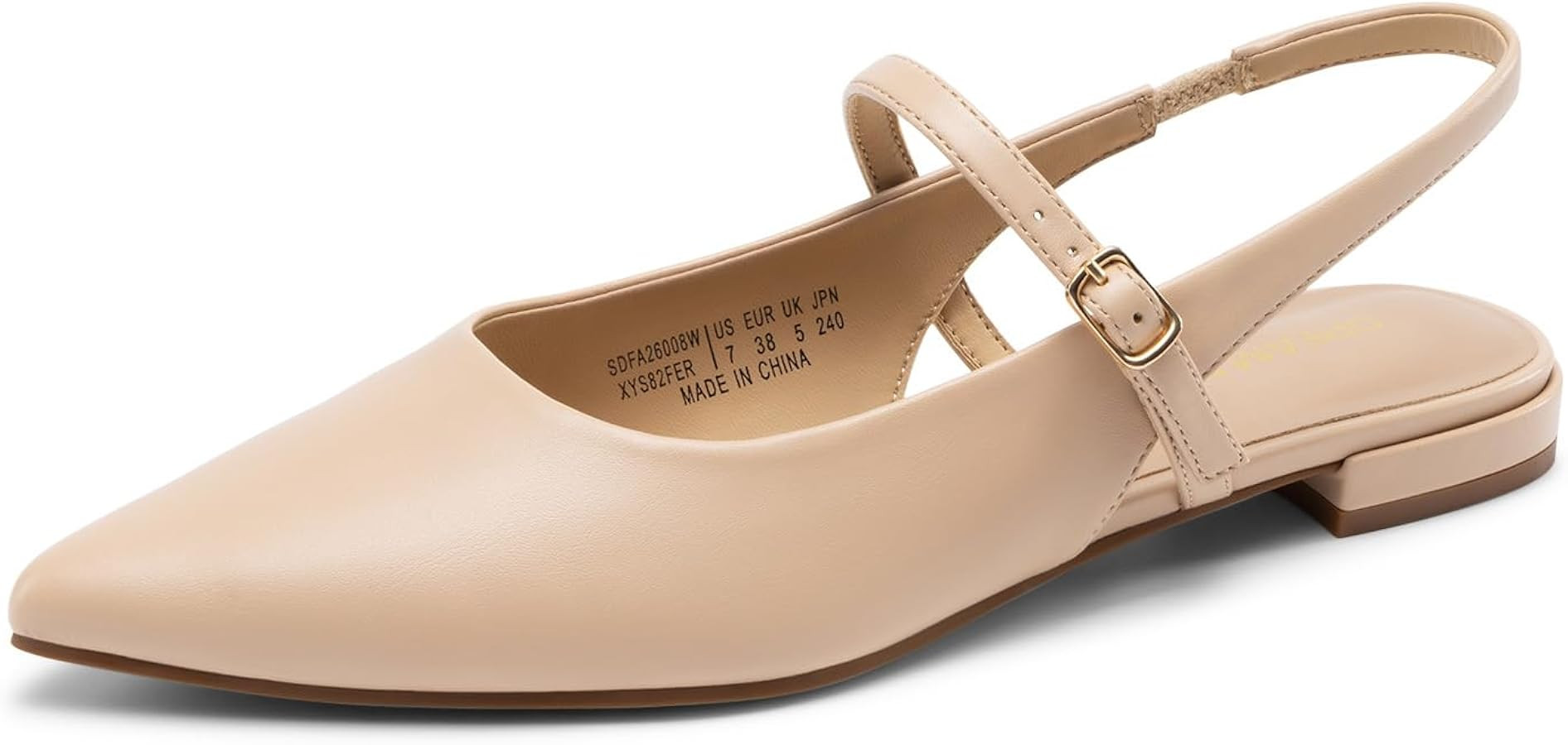 DREAM PAIRS Women's Slingback Dress Pointed Toe Flats Ballet Mary Jane Flat Shoes with Buckle Str... | Amazon (US)