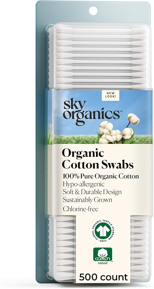 Sky Organics Organnic Cotton Swabs for Sensitive Skin, 100% Pure GOTS Certified Organic for Beaut... | Amazon (US)