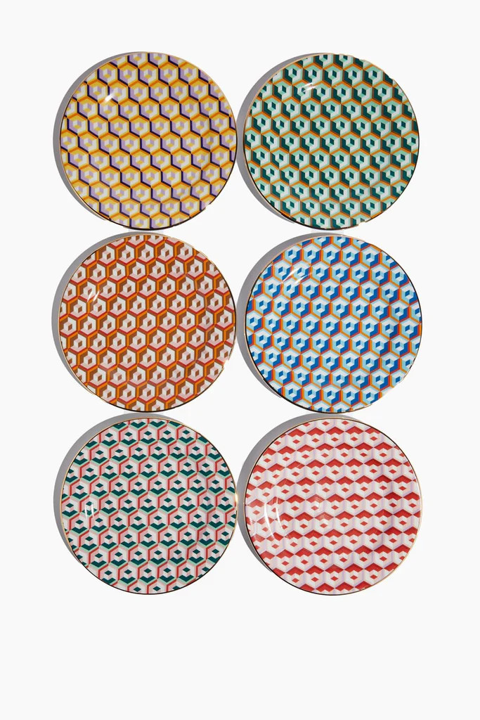 Dessert Plates in Cubi Mix - Set of 6 | Hampden Clothing