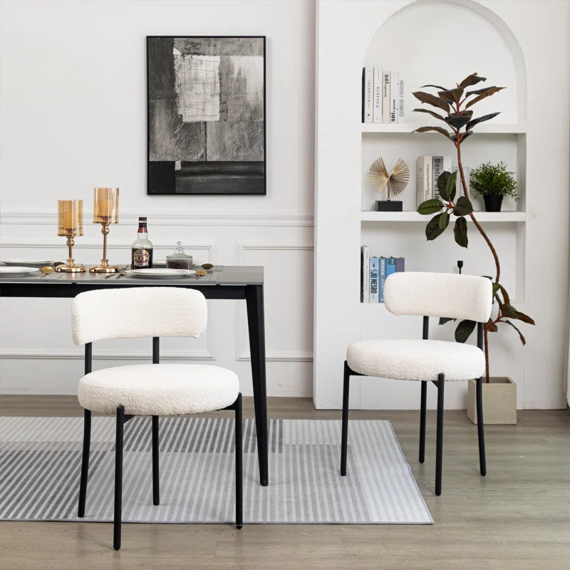 Modern Accent Chair, Upholstered Dining Chairs, Short Plush Fabric, Armless Dining Chair | Wayfair North America