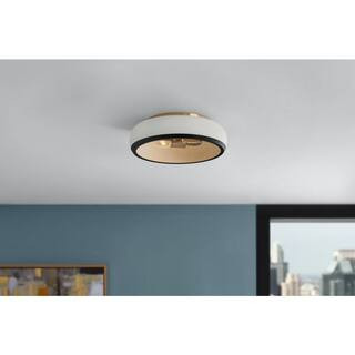 Home Decorators Collection Peek 13 in. 2-Light Gold Flush Mount with Matte White and Matte Black ... | The Home Depot